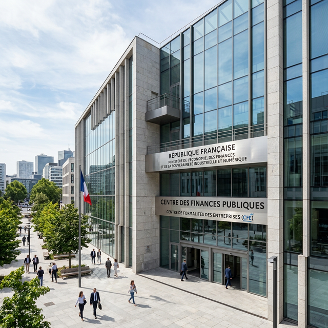 Hôtel de ville moderne représentant la fiscalité locale française